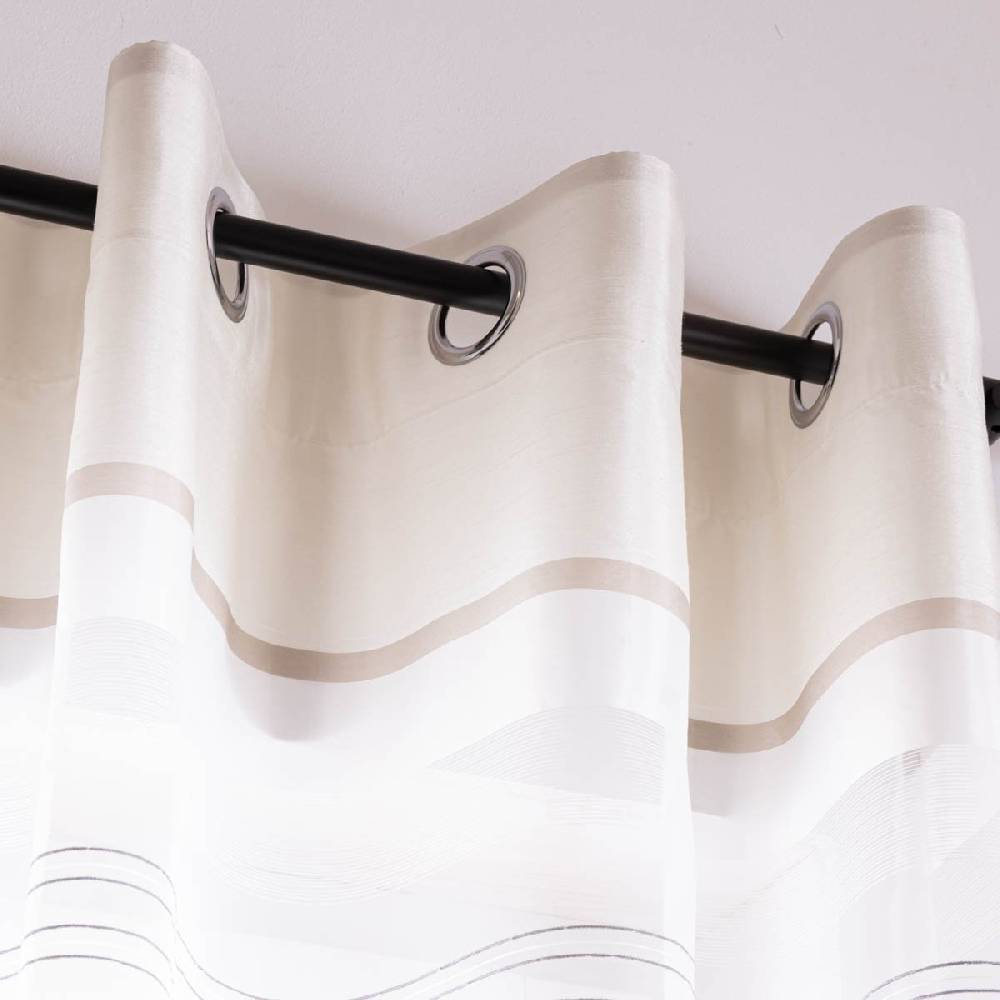 Schöner Leben Ösenvorhang Horizon Elbersdrucke transparent Streifen weiß creme 140cmx255cm Günstiger Verkauf