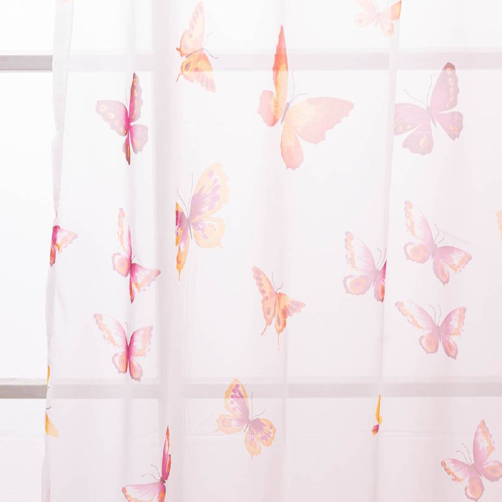Schöner Leben Schlaufenschal Gardine Mariposa Elbersdrucke transparent Schmetterlinge weiß orange 140cmx255cm Blitzverkäufe