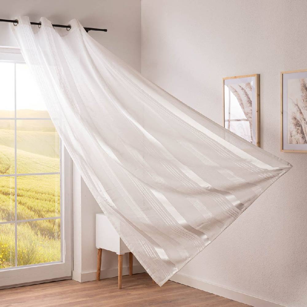Schöner Leben Ösenvorhang Sea Dream Freundin Home Collection halbtransparent Längsstreifen weiß 140cmx255cm