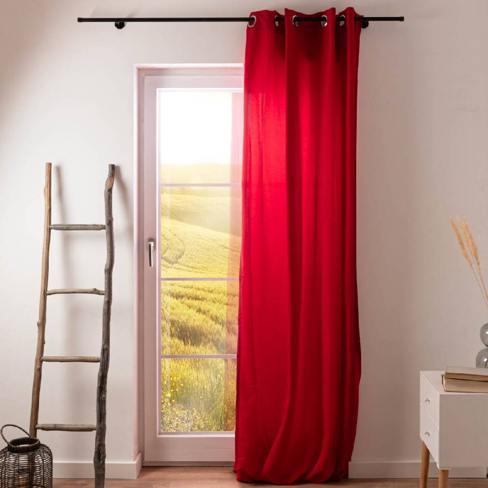Schöner Leben Ösenvorhang Miami Elbersdrucke blickdicht uni rot 140cmx255cm