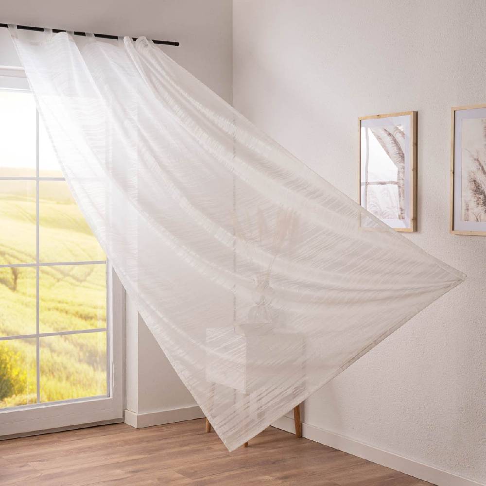 Schöner Leben Schlaufenschal Gardine Filou Elbersdrucke transparent Scherli Ikat weiß140cmx255cm