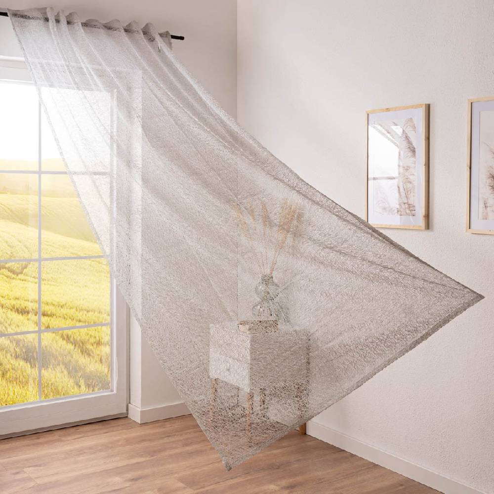 Schöner Leben Gardine Charisma Rasch Home Netzstickerei transparent silbergrau 140cmx255cm