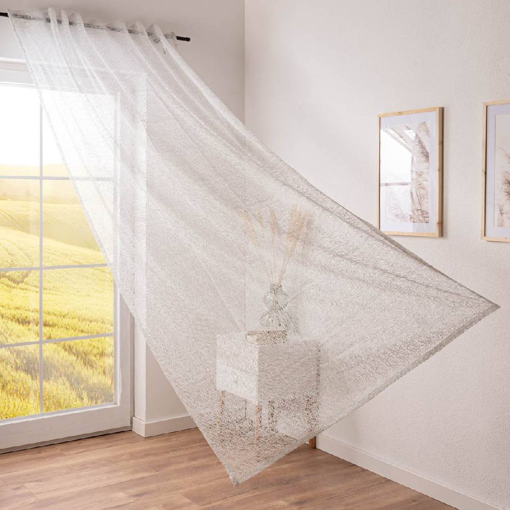 Schöner Leben Gardine Charisma Rasch Home Netzstickerei transparent weiß 140cmx255cm