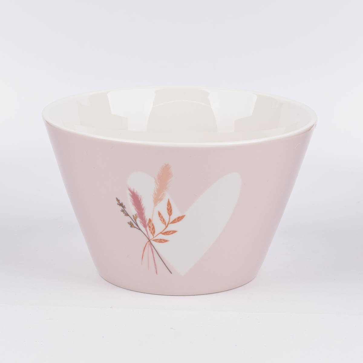 Schöner Leben Müslischale aus Porzellan Herz mit Strauß rosa pastell 14x9cm von der Schreibkram Manufaktur
