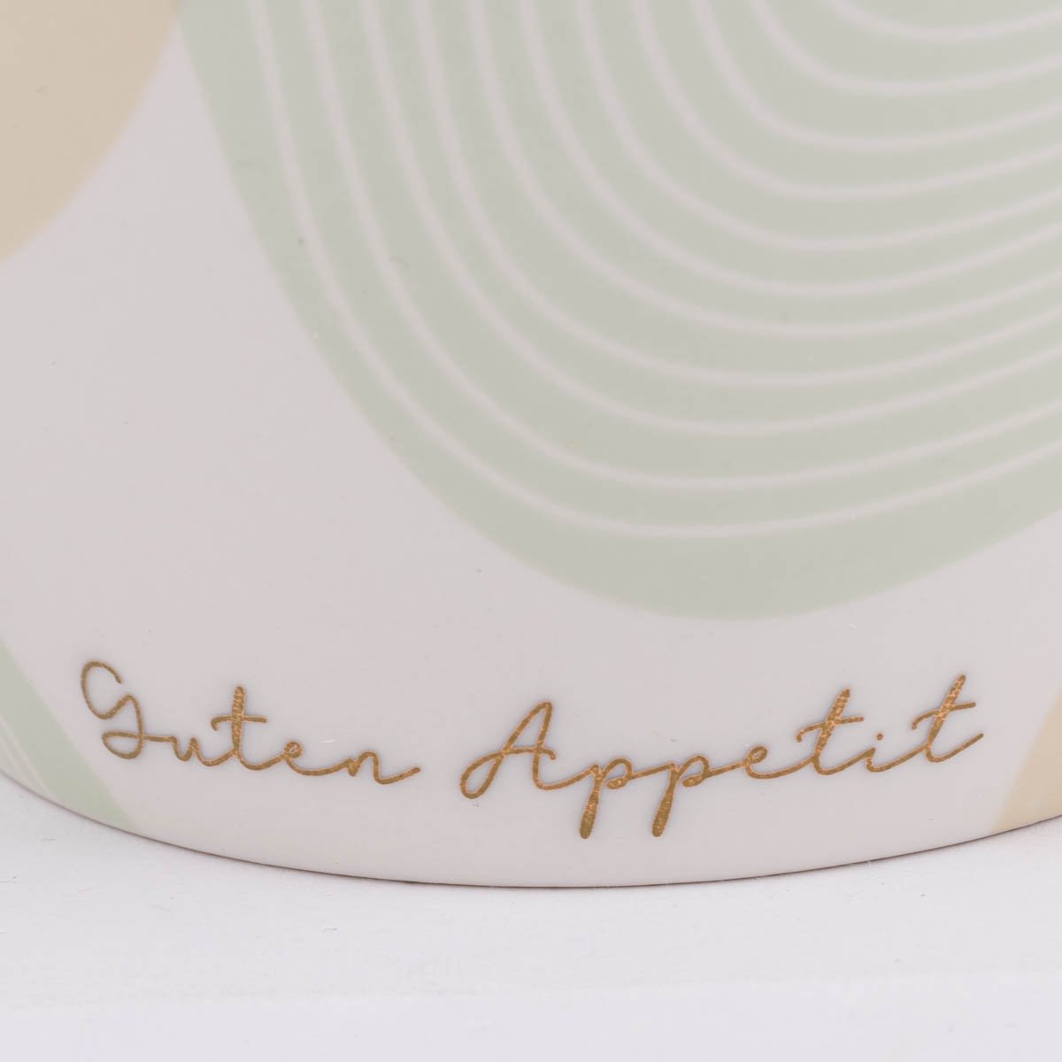 Schöner Leben Müslischale aus Porzellan Guten Appetit grafisch pastell weiß mint beige gold 14x9cm von der Schreibkram Manufaktur Zeitlich begrenztes Angebot