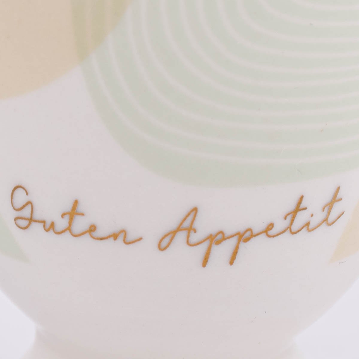 Schöner Leben Eierbecher aus Porzellan Guten Appetit grafisch pastell weiß mint beige gold 5x6cm von der Schreibkram Manufaktur Exklusive Angebote