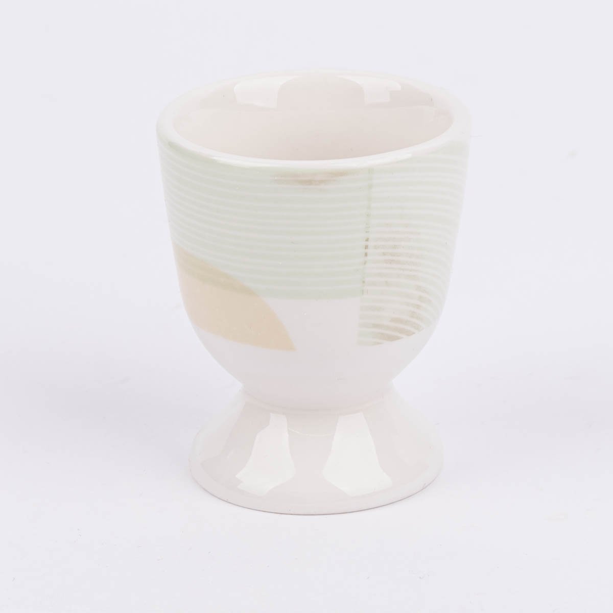 Schöner Leben Eierbecher aus Porzellan Guten Appetit grafisch pastell weiß mint beige gold 5x6cm von der Schreibkram Manufaktur Exklusive Angebote