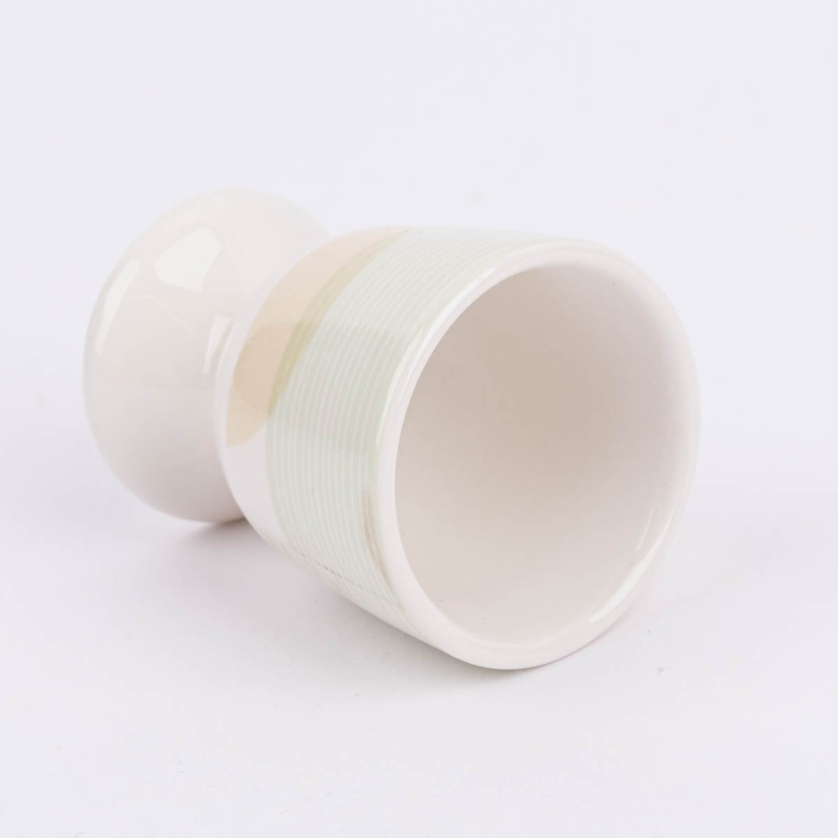 Schöner Leben Eierbecher aus Porzellan Guten Appetit grafisch pastell weiß mint beige gold 5x6cm von der Schreibkram Manufaktur Exklusive Angebote