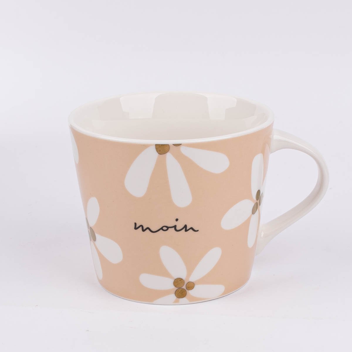 Schöner Leben Tasse Goldtasse aus Porzellan Moin Blumenmuster orange weiß schwarz gold 420ml von Schreibkram Manufaktur Große Rabatte