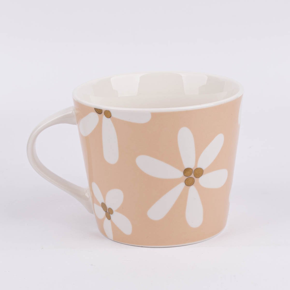 Schöner Leben Tasse Goldtasse aus Porzellan Moin Blumenmuster orange weiß schwarz gold 420ml von Schreibkram Manufaktur Große Rabatte