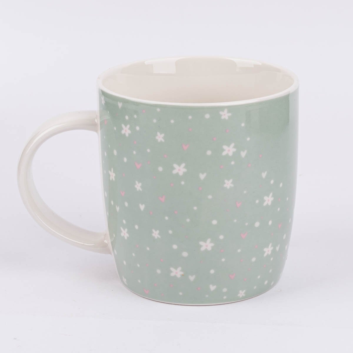 Schöner Leben Tasse Gute Laune aus Porzellan Lieblingsmensch Blumen Herzen mintgrün weiß rosa 300ml von Grafik Werkstatt Neuheiten