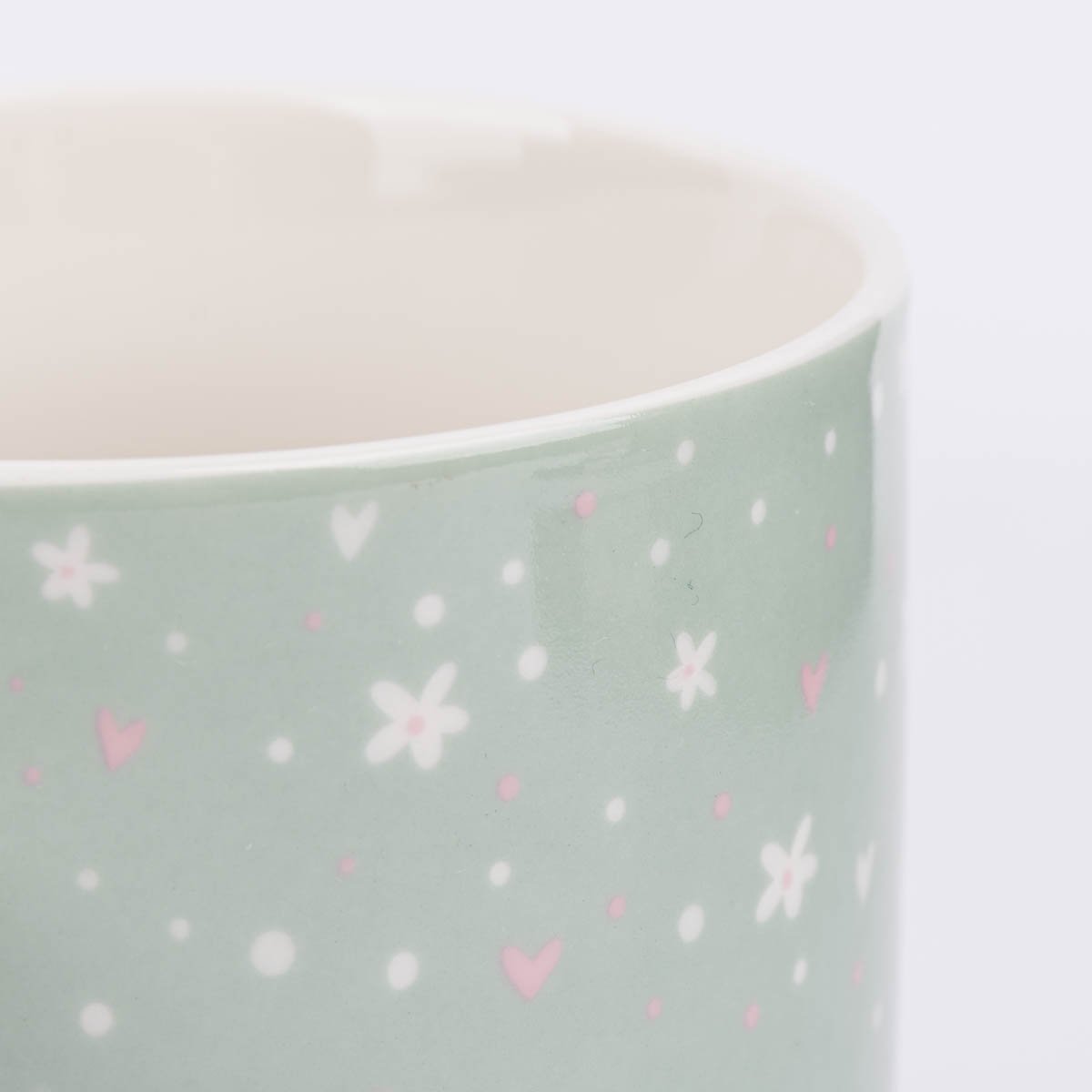 Schöner Leben Tasse Gute Laune aus Porzellan Lieblingsmensch Blumen Herzen mintgrün weiß rosa 300ml von Grafik Werkstatt Neuheiten