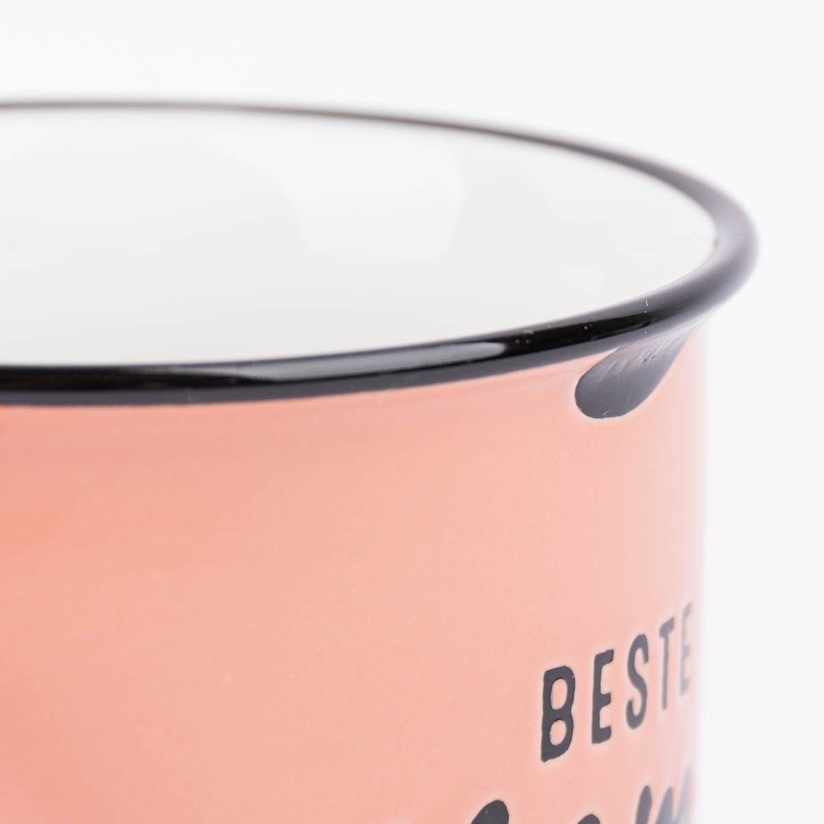 Schöner Leben Tasse Vintage aus Keramik in Emaille-Optik Beste Mama der Welt lachsorange schwarz 400ml von Grafik Werkstatt Saisonale Angebote