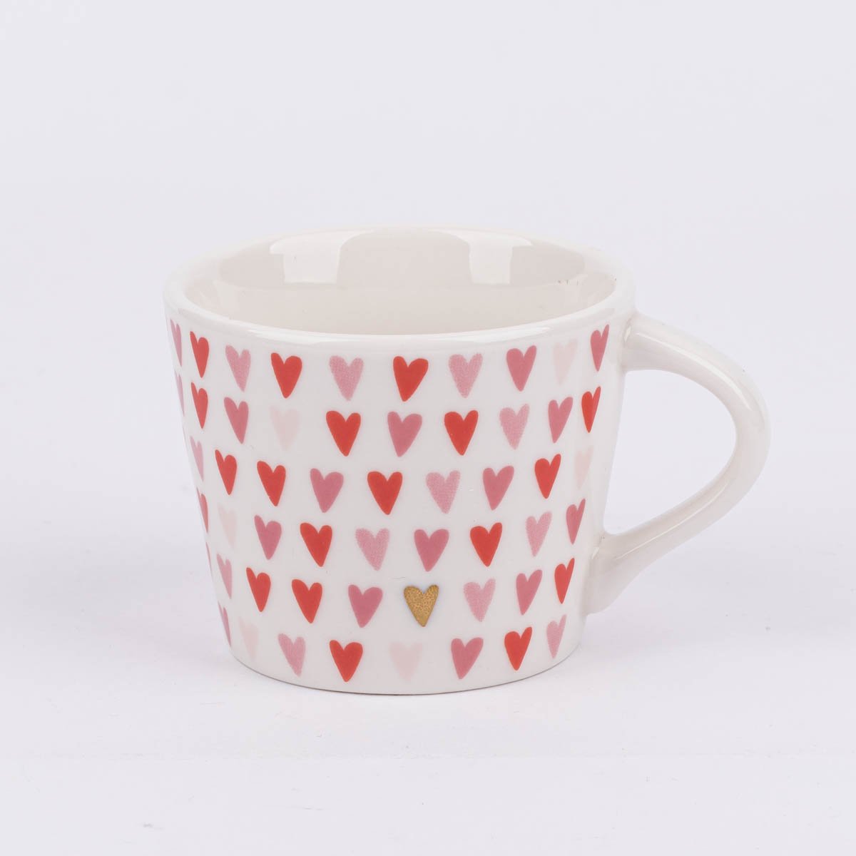 Schöner Leben Espresso Tasse aus Porzellan Herzen weiß rosa rot gold 50ml von der Schreibkram Manufaktur