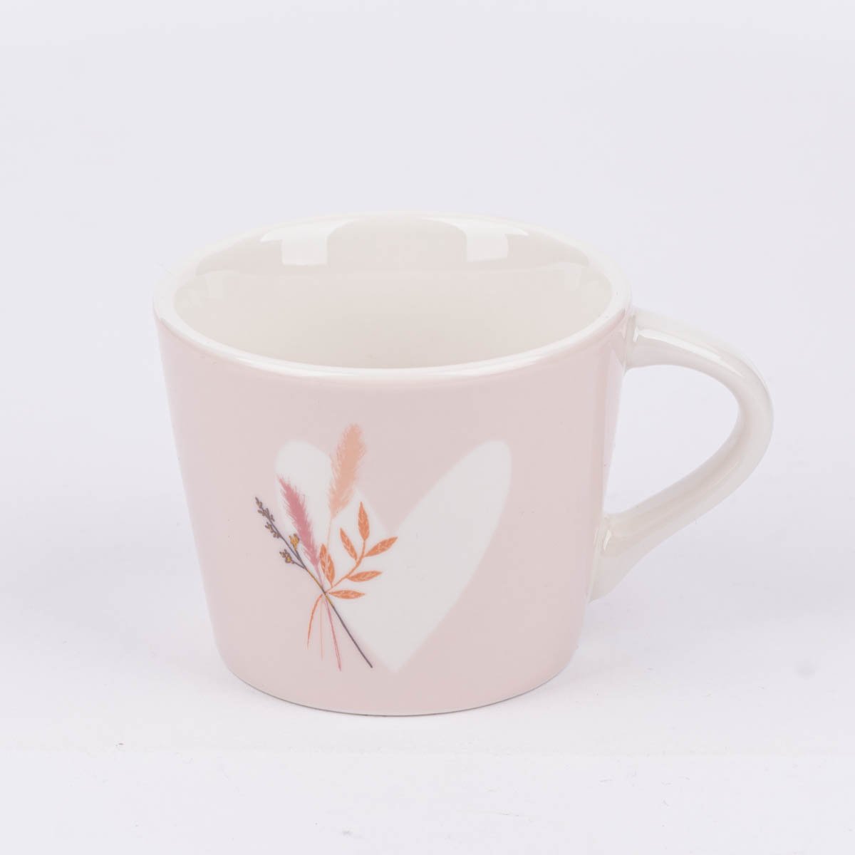Schöner Leben Espresso Tasse aus Porzellan Herz mit Strauß rosa pastell 50ml von der Schreibkram Manufaktur
