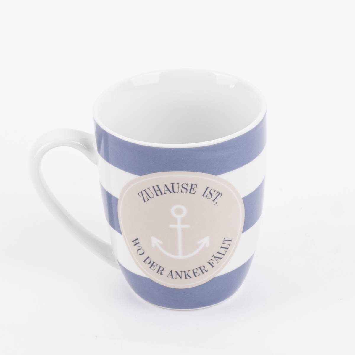 Schöner Leben Tasse aus Porzellan Zuhause ist wo der Anker fällt Streifen Anker blau weiß beige 250ml von La Vida Letzte 3 Tage