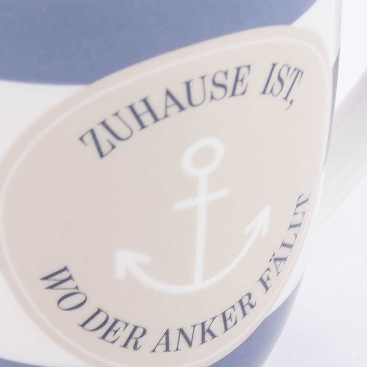 Schöner Leben Tasse aus Porzellan Zuhause ist wo der Anker fällt Streifen Anker blau weiß beige 250ml von La Vida Letzte 3 Tage