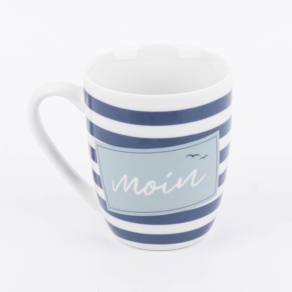 Schöner Leben Tasse aus Porzellan Moin Streifenmuster Möwen blau weiß 250ml von La Vida Neueste Stile