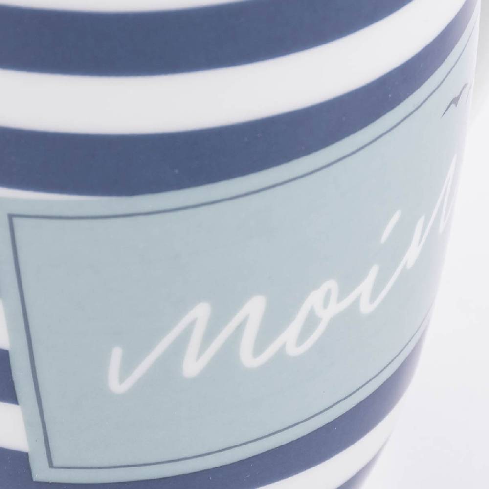 Schöner Leben Tasse aus Porzellan Moin Streifenmuster Möwen blau weiß 250ml von La Vida Neueste Stile