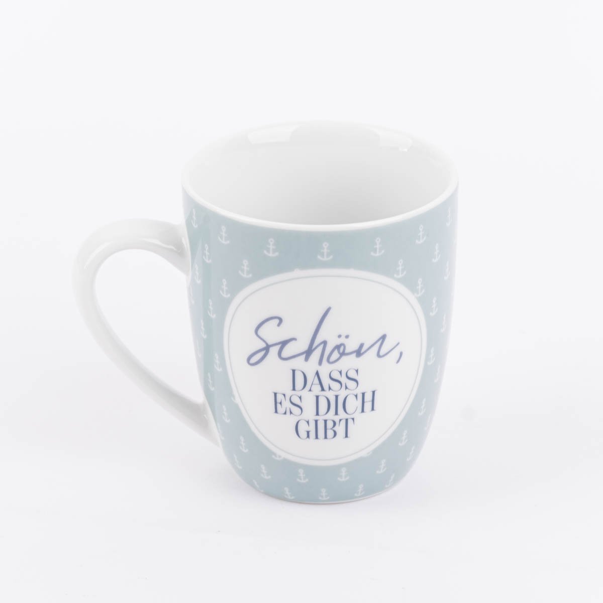 Schöner Leben Tasse aus Porzellan Schön dass es dich gibt kleiner Anker blau weiß 250ml von La Vida Letzte 2 Tage