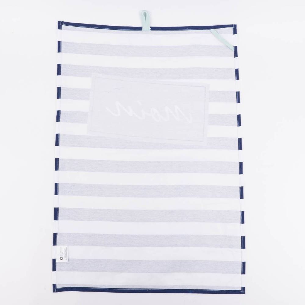 Schöner Leben Geschirrtuch aus Baumwolle Moin Streifen Möwen blau weiß 50x70cm von La Vida Bis zu 50% Rabatt