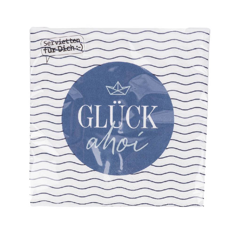 Schöner Leben Servietten Glück ahoi Schiff blau weiß 33x33cm 3lagig 20 Stück von La Vida