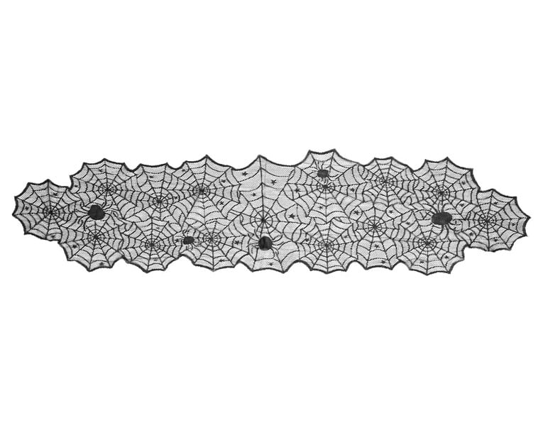 Schöner Leben Tischläufer Spinnennetz für Halloween in Schwarz 45x185cm