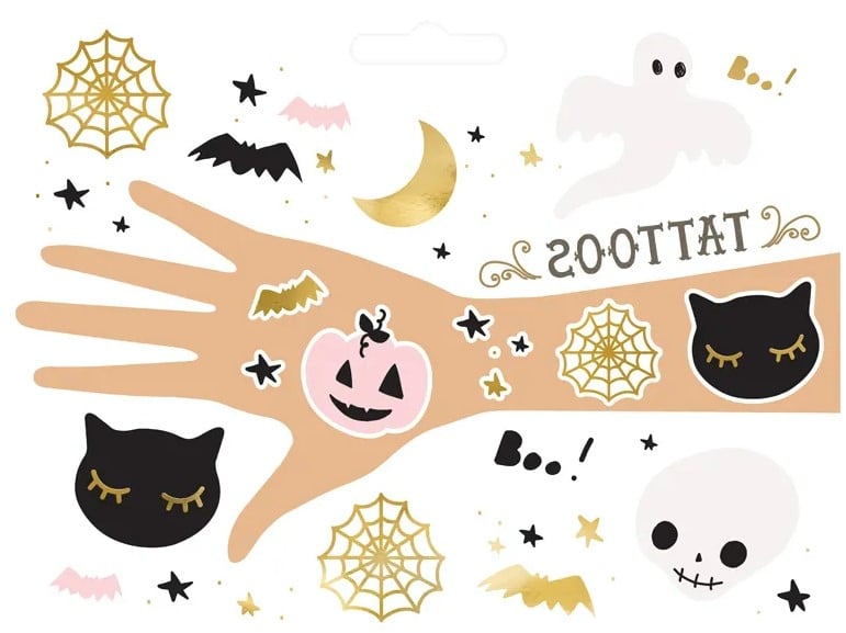 Schöner Leben Halloween Tattoos BOO! abwaschbar 12 Stk