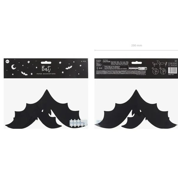 Schöner Leben Halloween Fledermaus aus Papier im 6er Set schwarz