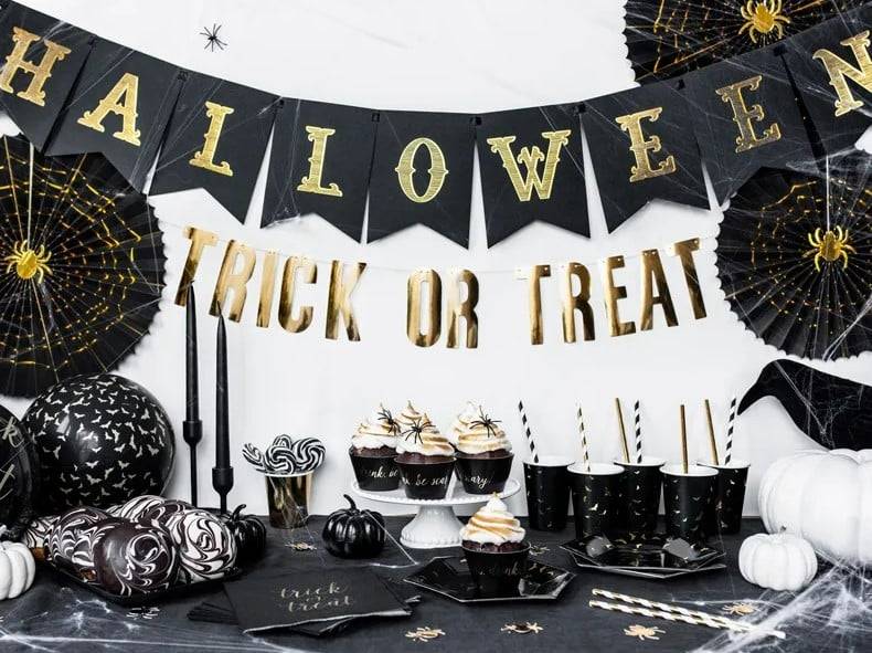Schöner Leben Girlande Halloween aus Papier schwarz gold 20x175cm Begrenzt auf 3 Tage