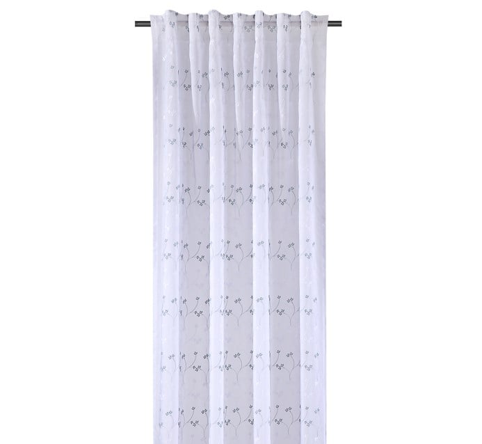 Schöner Leben Gardine mit Schlaufenband Blümchen-Stickerei weiß mintgrün 140x245cm 50% Rabatt für begrenzte Zeit