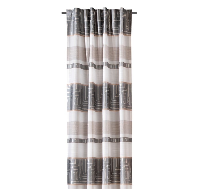 Schöner Leben Gardine mit Schlaufenband Jacquard Streifen weiß blaugrau 140x245cm