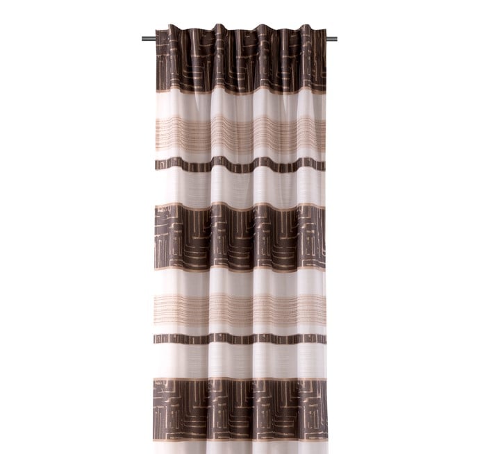 Schöner Leben Gardine mit Schlaufenband Jacquard Streifen weiß dunkelgrau beige 140x245cm