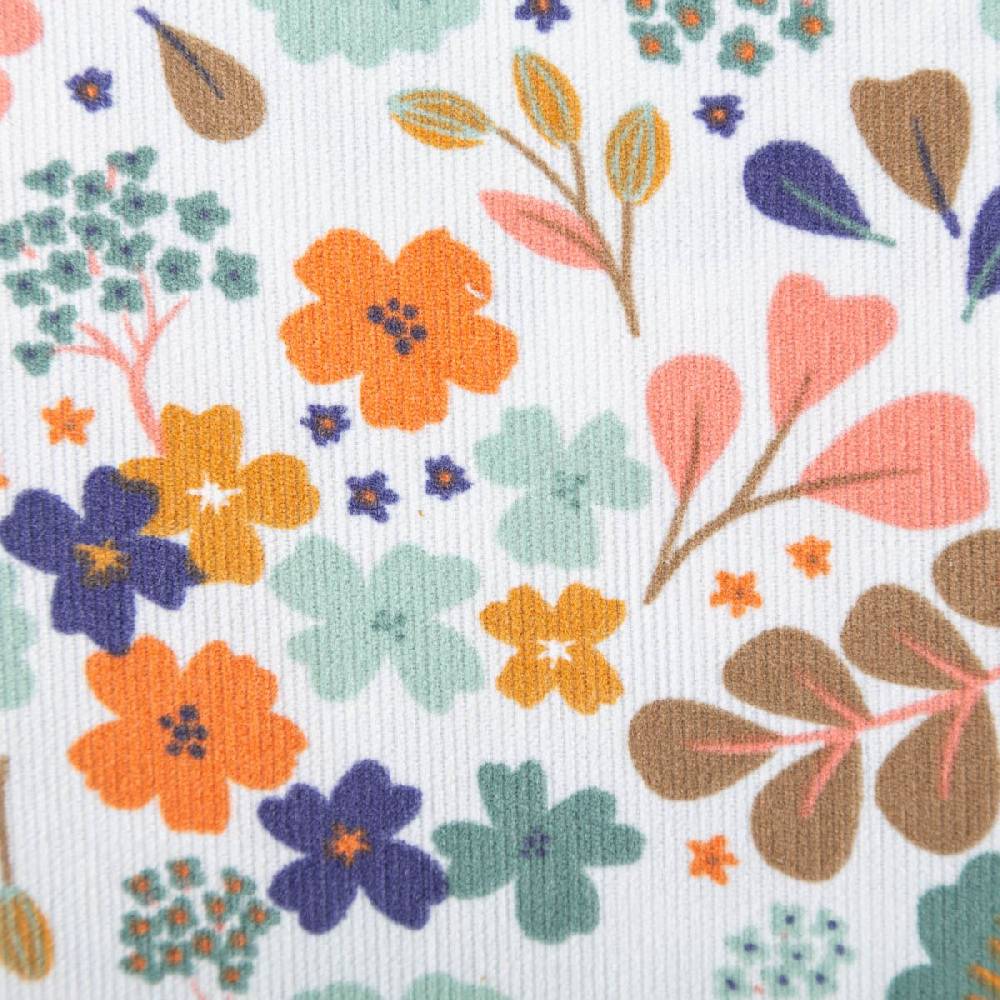 Schöner Leben Cord Stoff Feincord Blumen Blätter mint grün blau orange 1,4m Breite Hotsell
