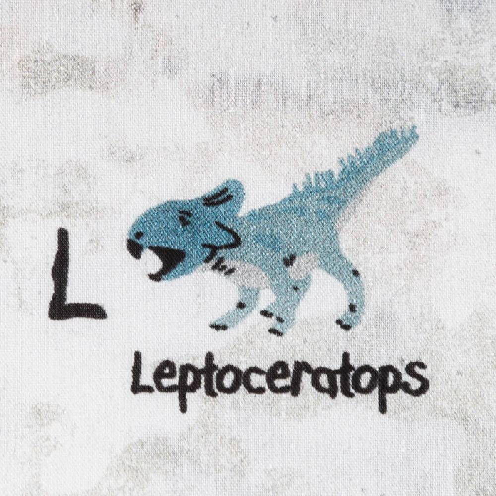 Schöner Leben Baumwollstoff Popeline Fine Poplin Digitaldruck Dinosaurier mit Namen offweiß bunt 1,45m Breite Meist gekauft
