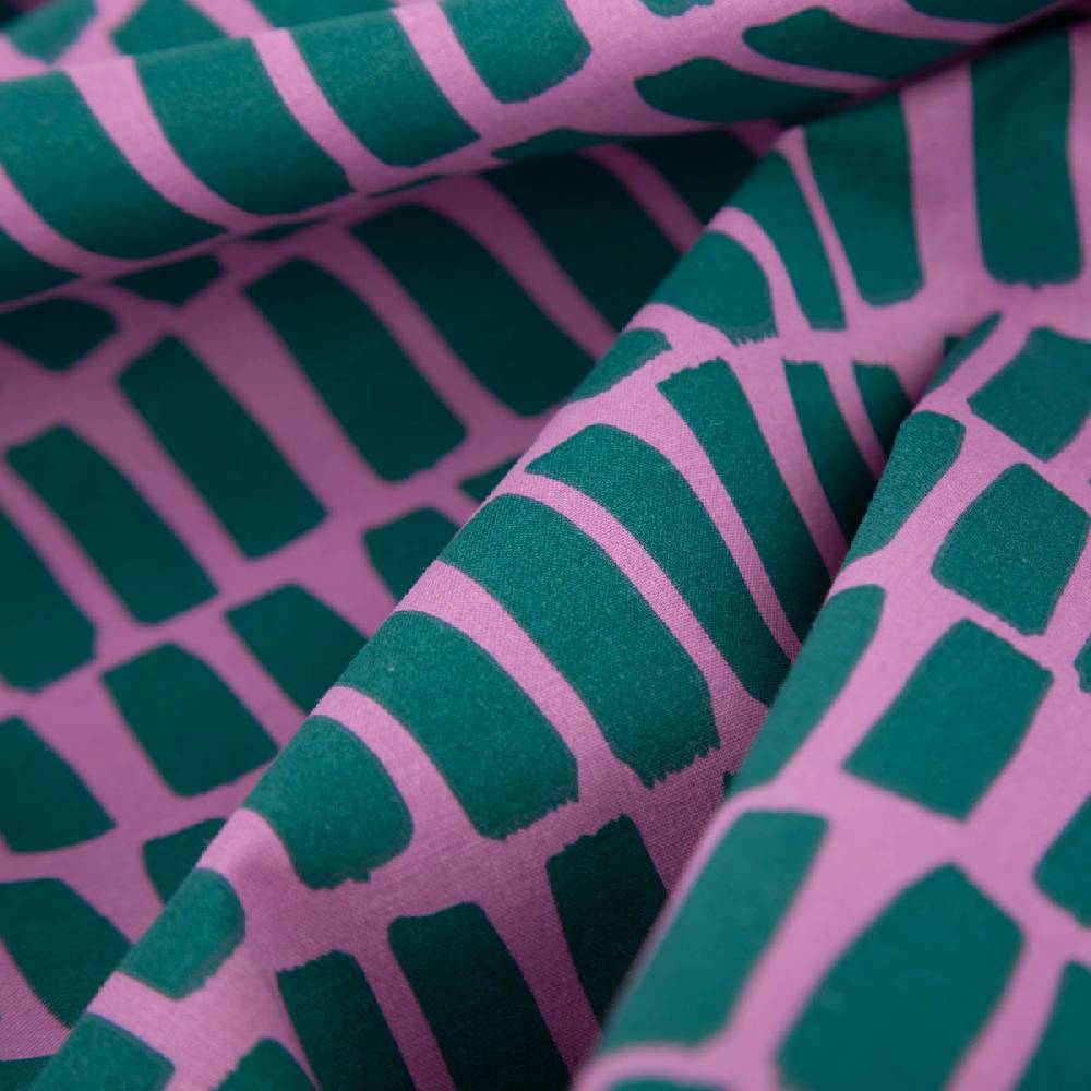 Schöner Leben Tischdeckenstoff abwaschbar Baumwollstoff beschichtet DOTS AND STRIPES Striche pink petrol 1,45m Breite Fabrikpreis