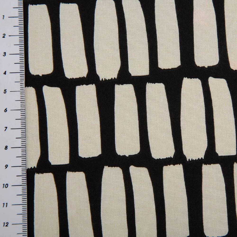 Schöner Leben Tischdeckenstoff abwaschbar Baumwollstoff beschichtet DOTS AND STRIPES Striche schwarz offweiß 1,45m Breite Sonderangebot