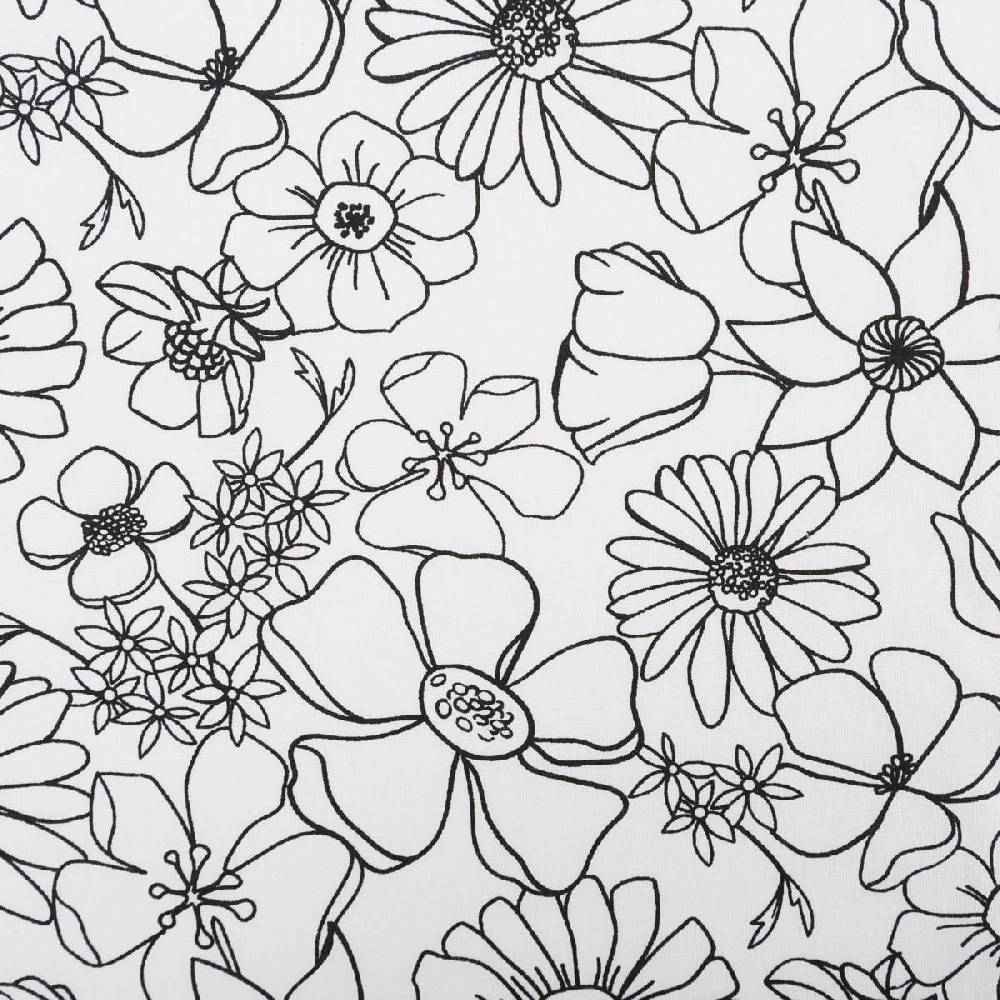 Schöner Leben Baumwollstoff Ausmalstoff LYCOLIA Blumen Blüten weiß schwarz 1,5m Breite