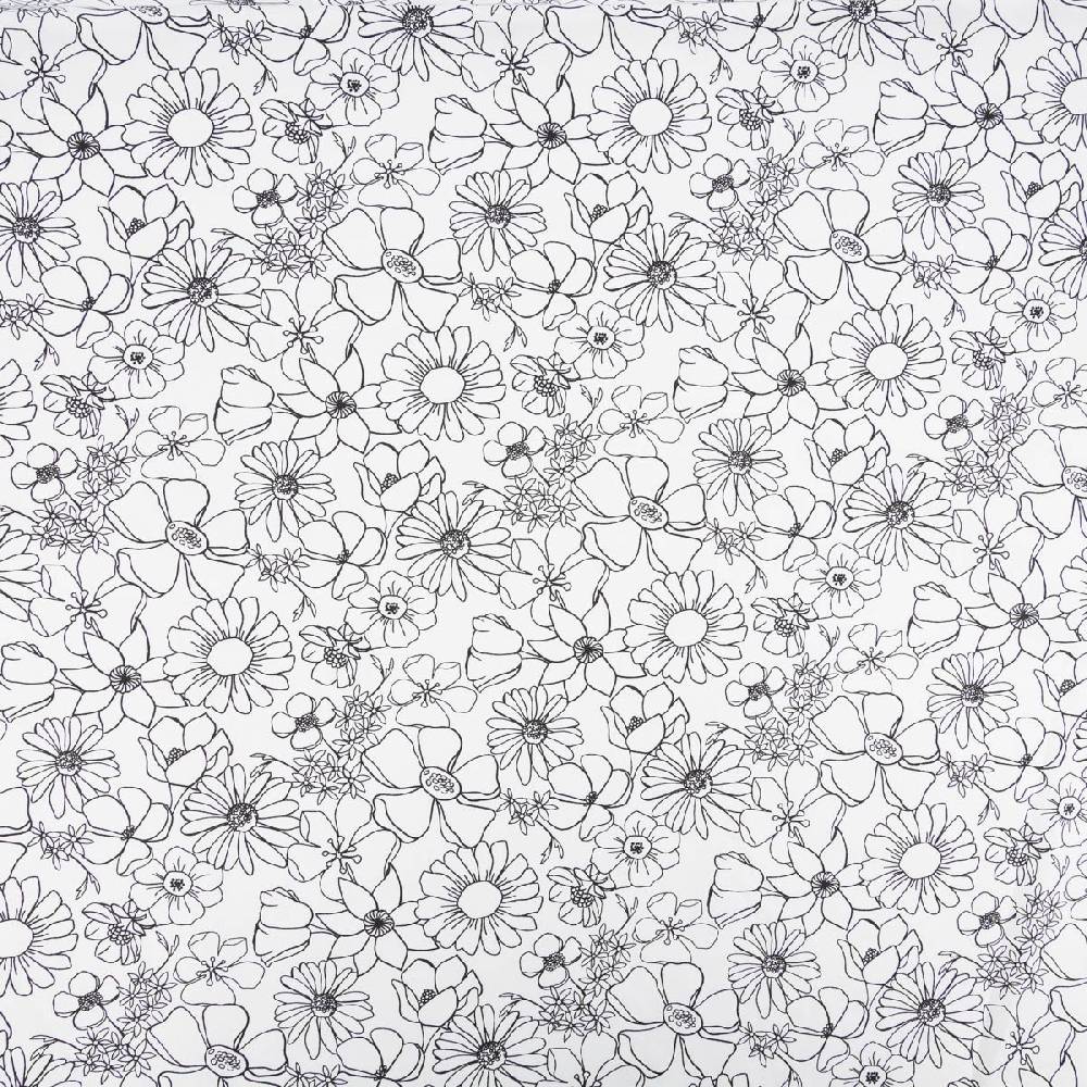 Schöner Leben Baumwollstoff Ausmalstoff LYCOLIA Blumen Blüten weiß schwarz 1,5m Breite Flash Sale