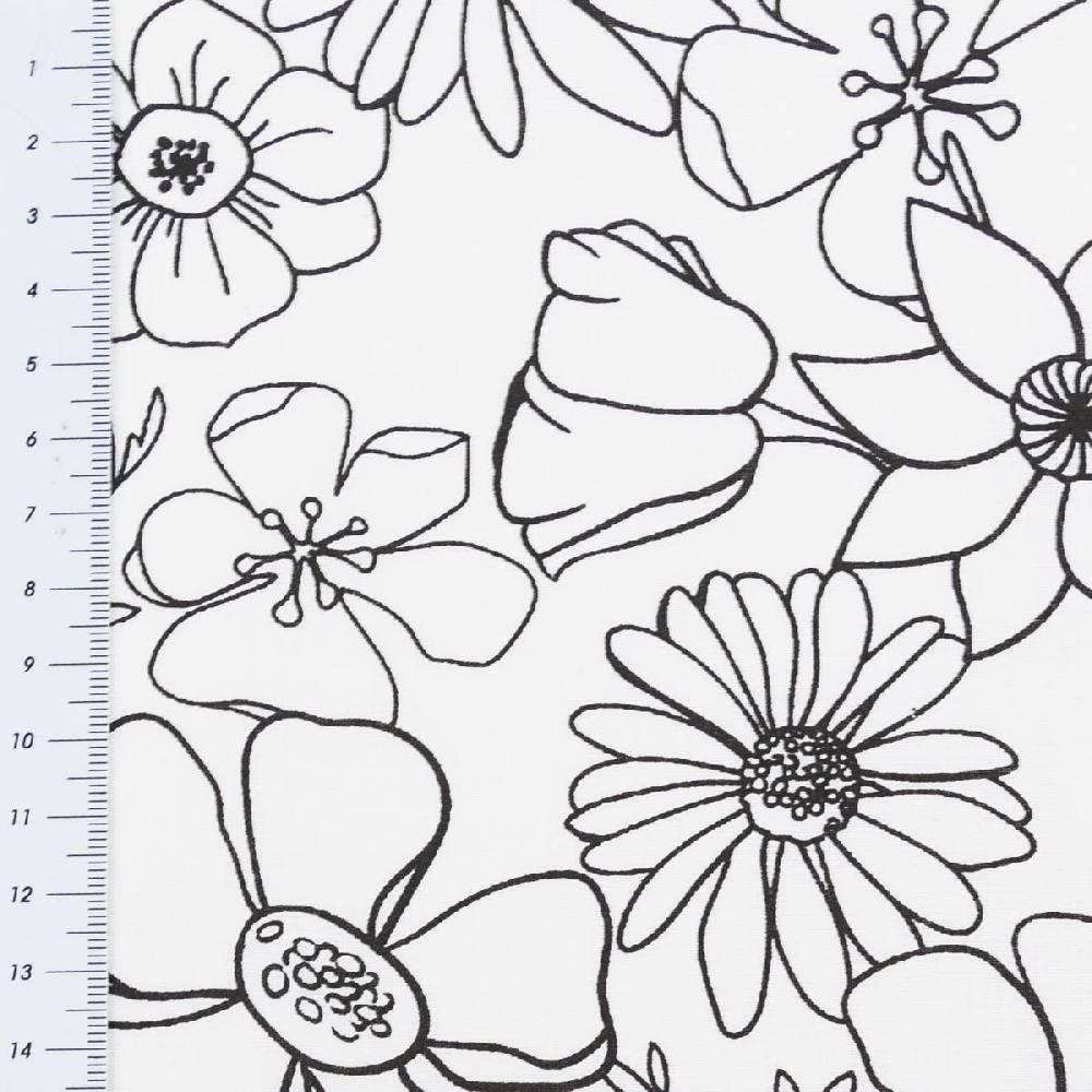 Schöner Leben Baumwollstoff Ausmalstoff LYCOLIA Blumen Blüten weiß schwarz 1,5m Breite Flash Sale