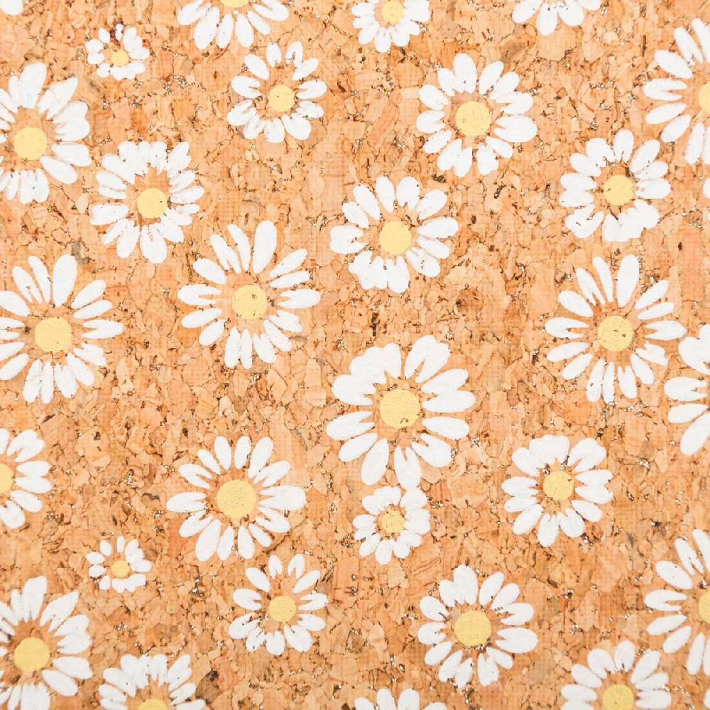 Schöner Leben Korkstoff Kork Meterware Gänseblümchen Glitzer natur weiß 0,60m Breite Weihnachtsangebot