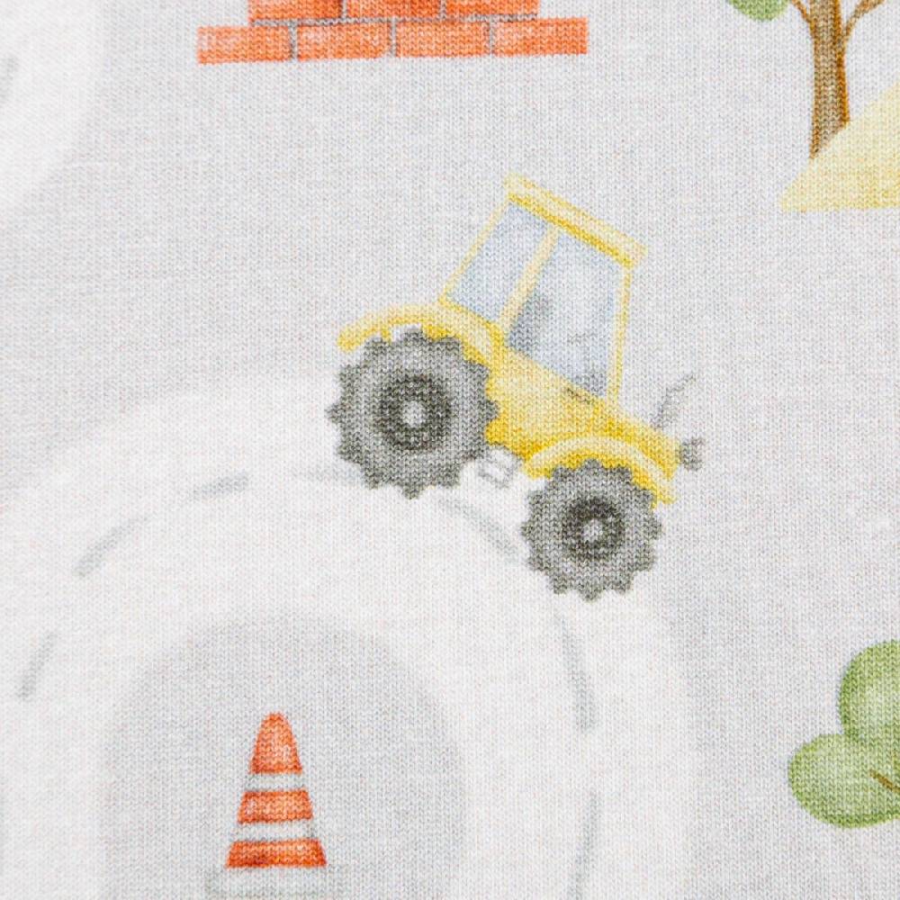 Schöner Leben Jersey Stoff Digitaldruck Aquarell Straße Baufahrzeuge grau bunt 1,4m Breite Zeitlich begrenztes Angebot