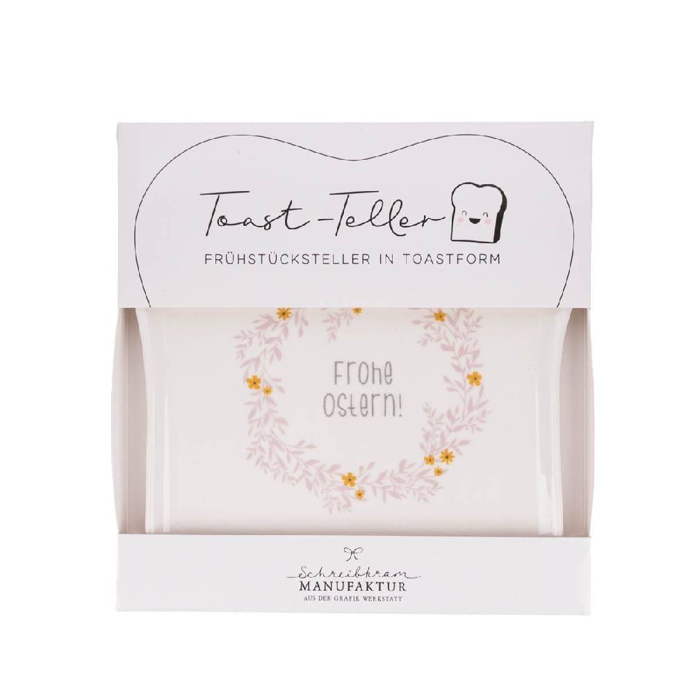 Schöner Leben Toastteller Frohe Ostern Blumenkranz weiß rosa gelb 14,5x15,5cm von Grafik Werkstatt Blitzangebot