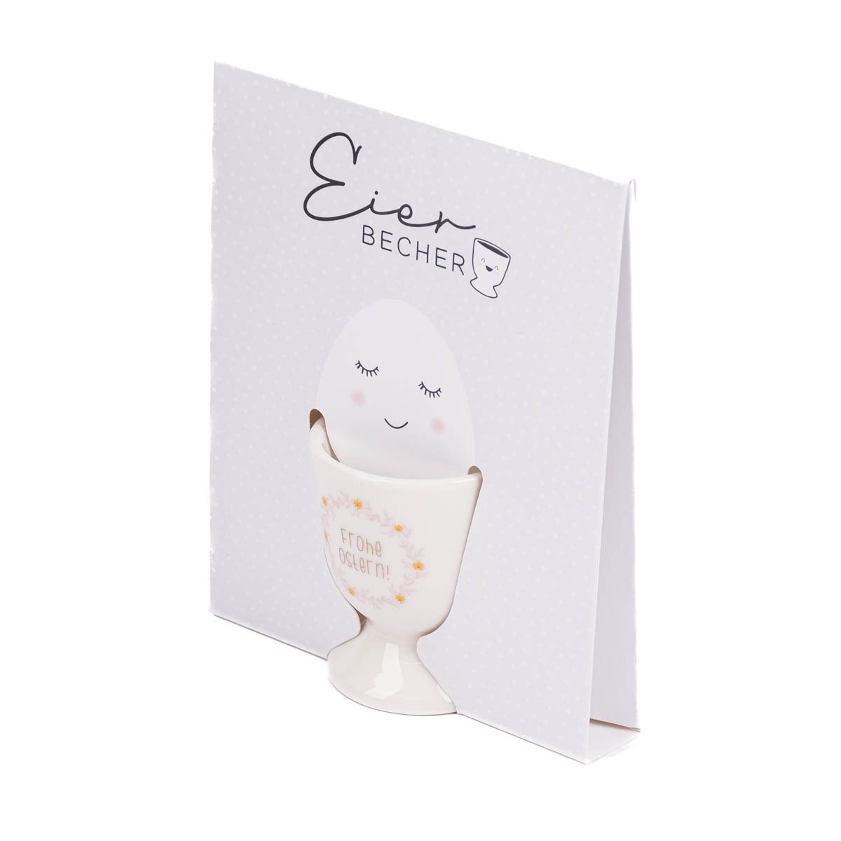 Schöner Leben Eierbecher aus Porzellan Frohe Ostern weiß rosa gelb gold 5x6cm von Grafik Werkstatt Große Rabatte