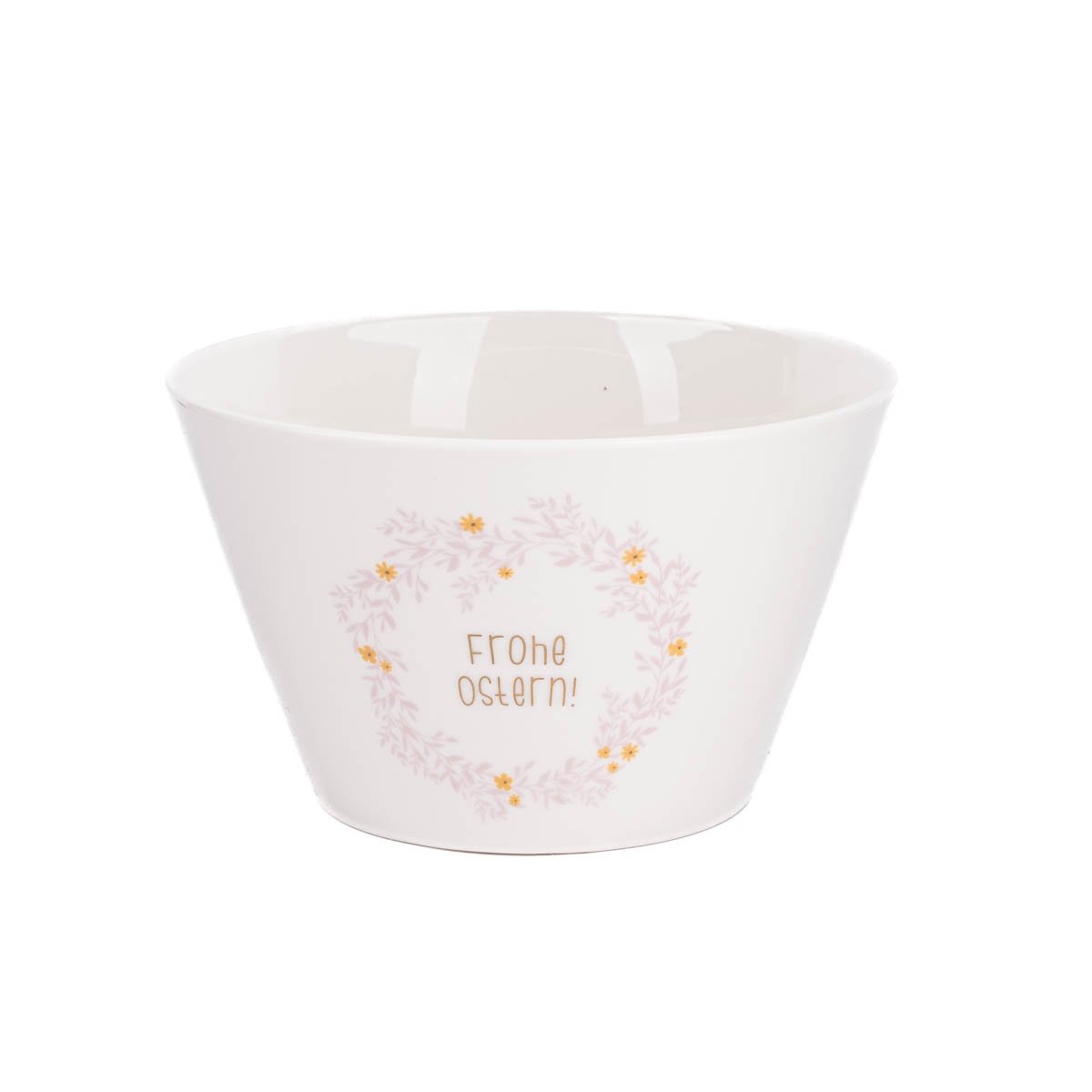 Schöner Leben Müslischale Frohe Ostern Blumenkranz aus Porzellan weiß rosa gelb 14x9cm Schreibkram Manufaktur von Grafik Werkstatt