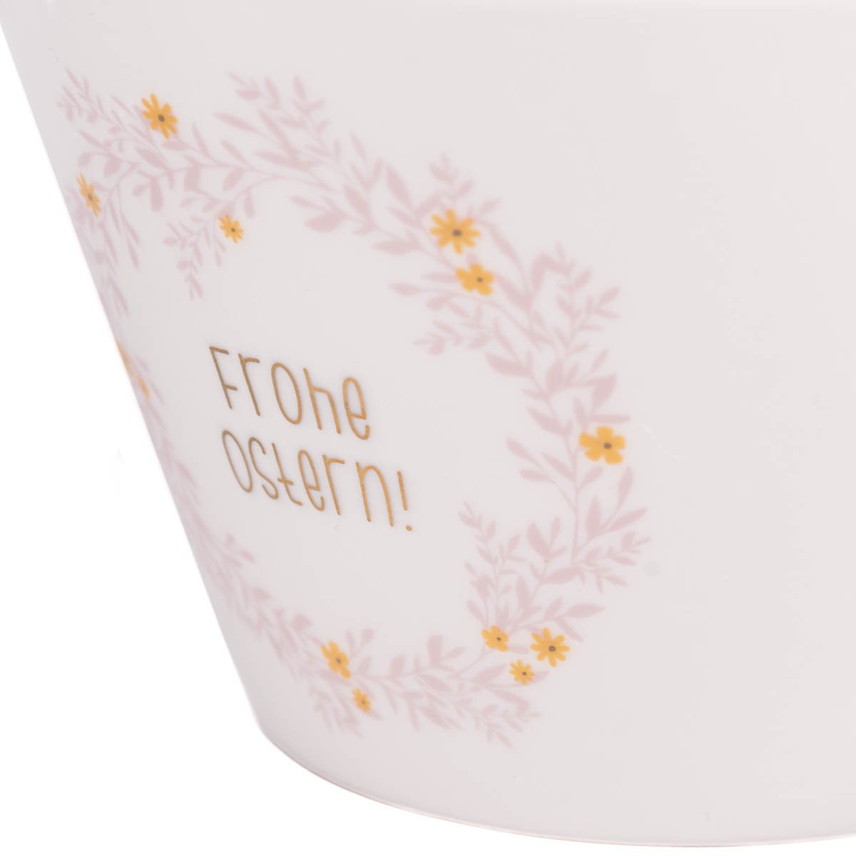 Schöner Leben Müslischale Frohe Ostern Blumenkranz aus Porzellan weiß rosa gelb 14x9cm Schreibkram Manufaktur von Grafik Werkstatt Neuheiten