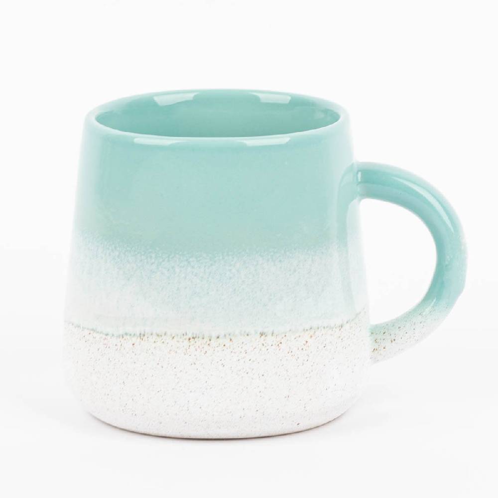 Schöner Leben Tasse Mojave glasiert aus Steinzeug mintgrün weiß 350ml von Sass & Belle