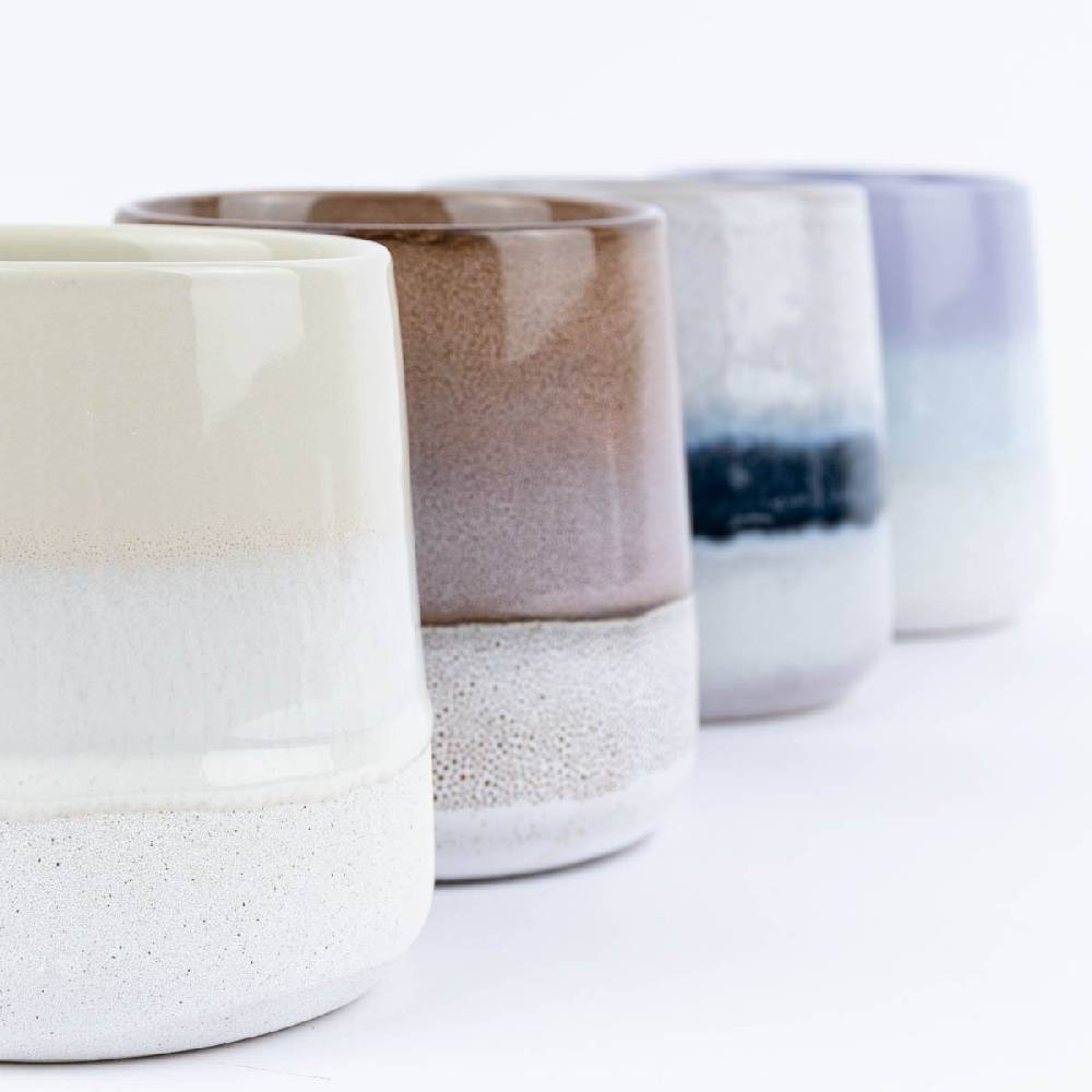 Schöner Leben Sass & Belle Tasse Mojave glasiert Steinzeug grau blau weiß 350ml Letzter Tag