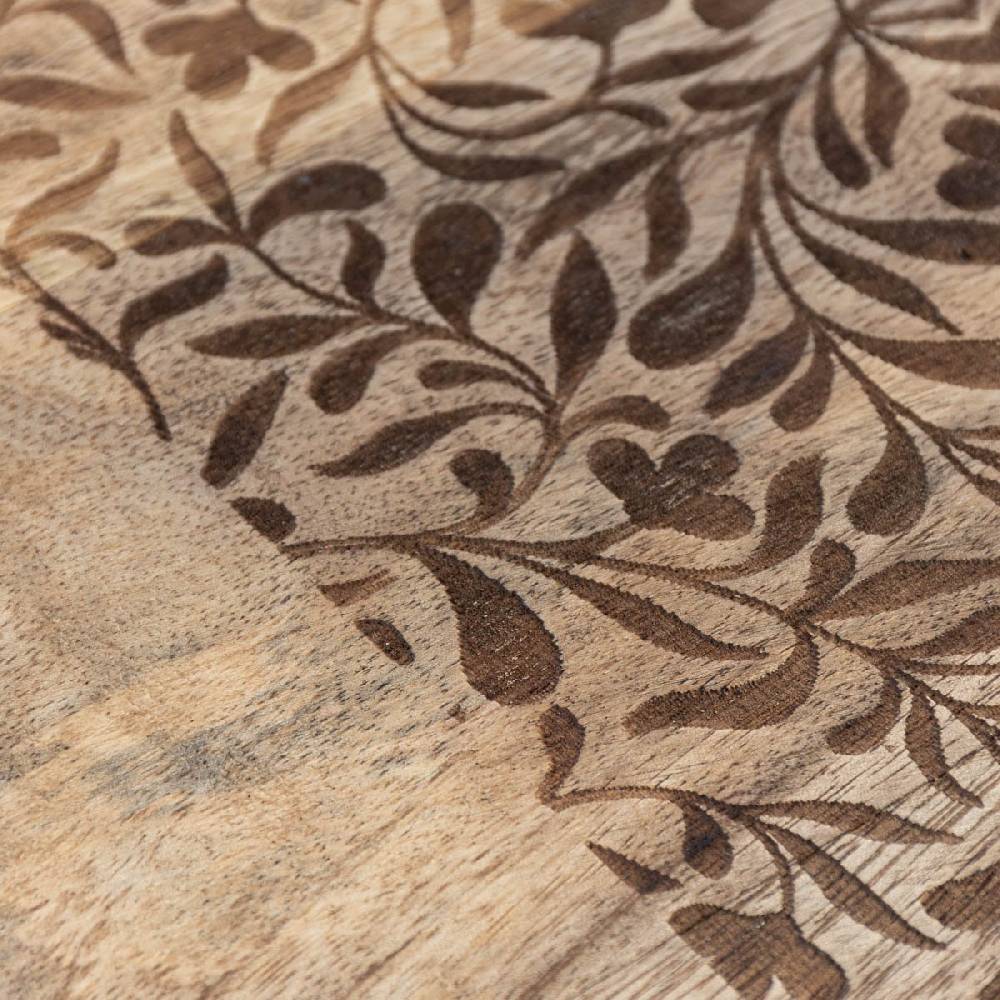 Schöner Leben Schneid- und Servierbrett mit Blumenrankenprägung Mangoholz natur 35,5x18x2,5cm Sonderangebot der Fabrik
