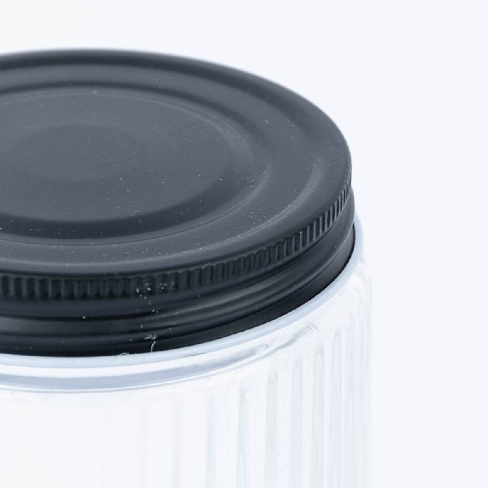 Schöner Leben Vorratsglas mit Stäbchenprägung und schwarzem Schraubdeckel groß 9x19,5cm Bis zu 55% Rabatt